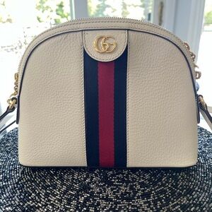 Gucci Cream and Blue Crossbody Bag with Signature Design